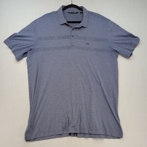 Travis Mathew Polo Shirt Men XXL Blue Heathered Performance Stretch Short Sleeve
